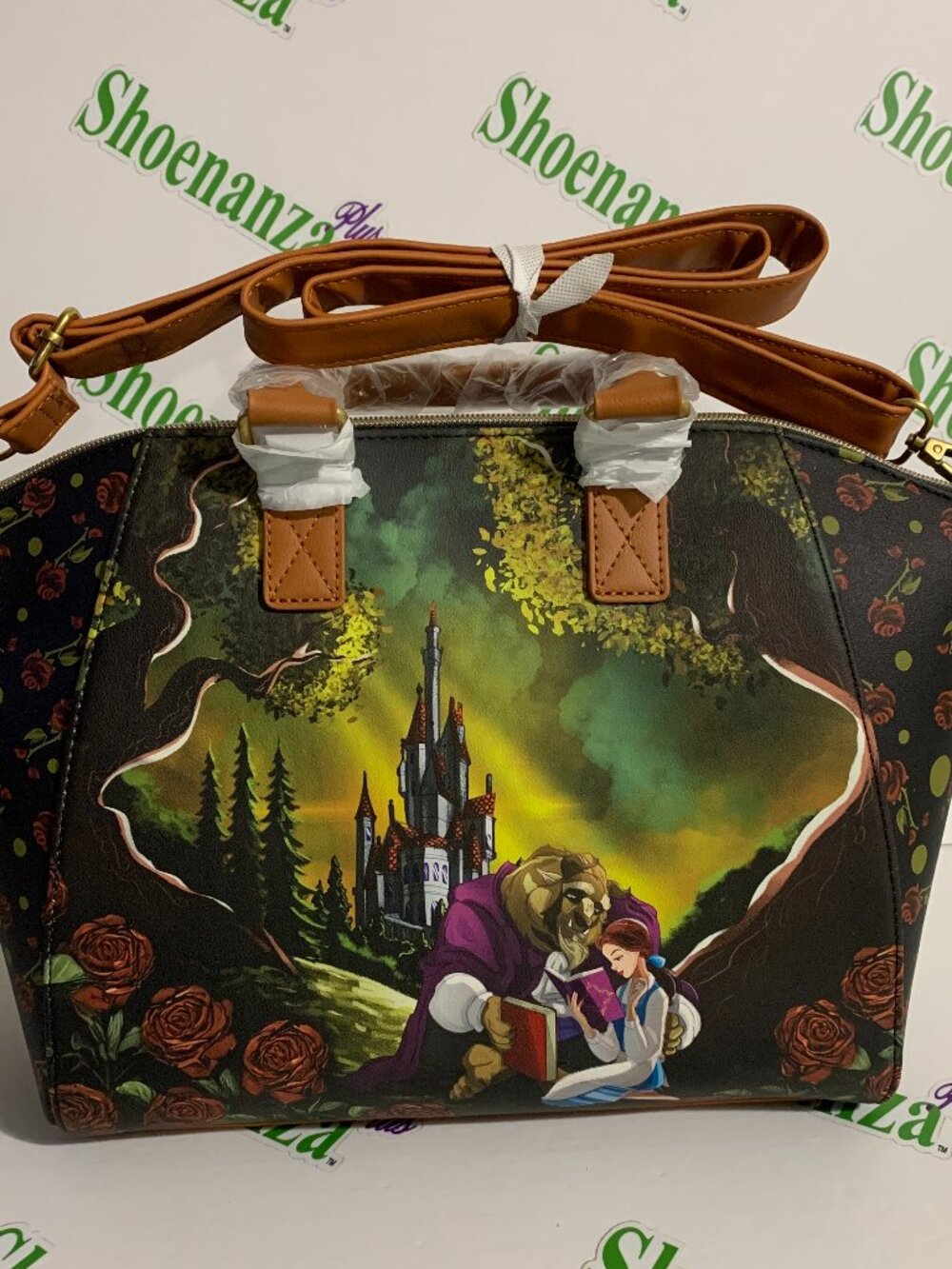 Loungefly Satchel Disney Beauty And The Beast Castle Belle Floral Rose Bag Purse